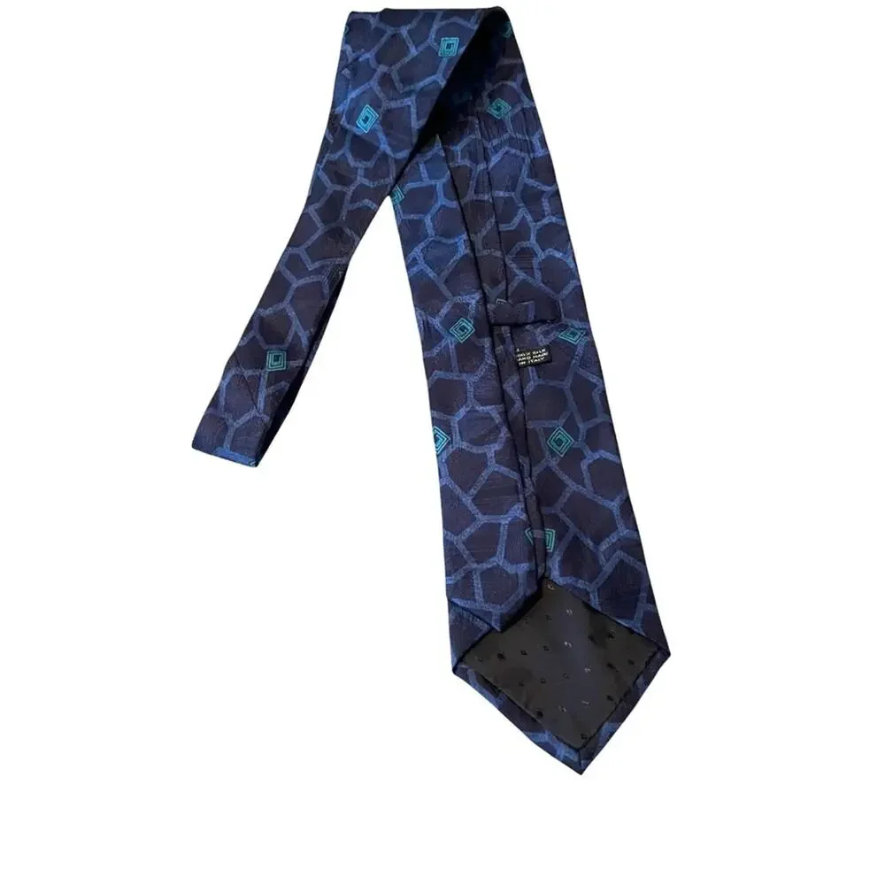 VINTAGE ITALIAN SILK TIE  Imported Blue FAST SHIPPING 1707-13